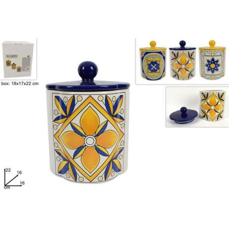 INGROSSO CASALINGHI BARATTOLO 22X16CM DEC. MAIOLICA DIS. 1 8034048569245 INGROSSO ACCESSORI CUCINA BARATTOLI E ARBANELLE