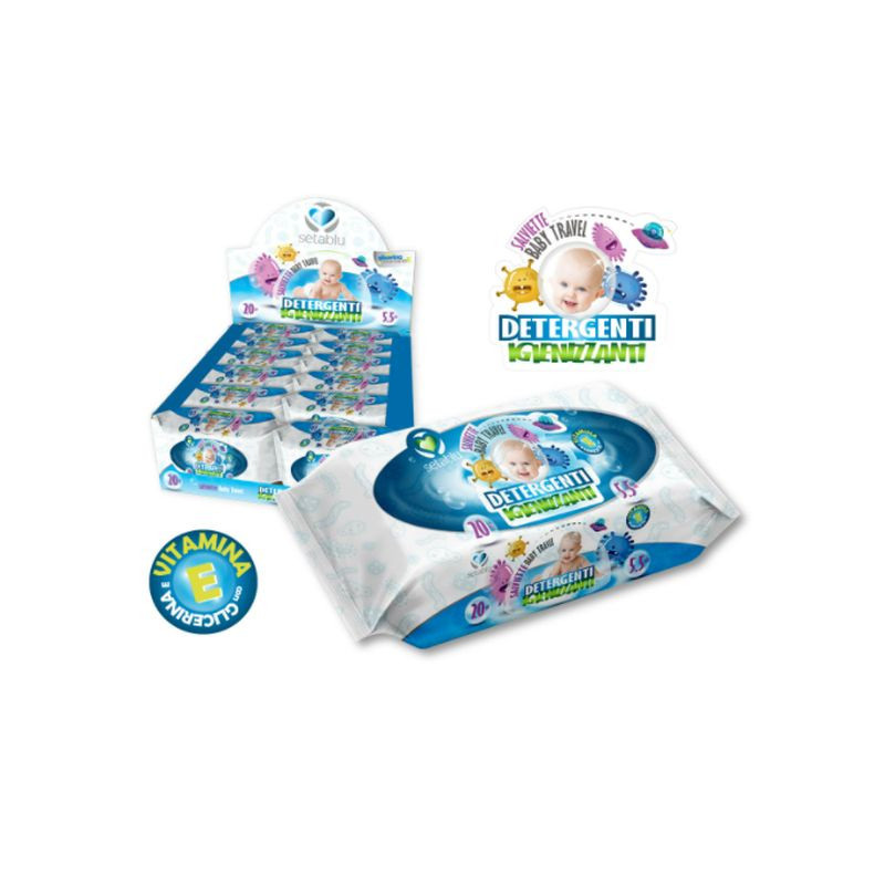 SALVIETTE BABY TRAVEL IGIENIZZANTE 20PZ EAN 8059174590505 INGROSSO SALVIETTE