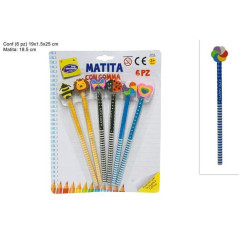 INGROSSO CARTOLERIA MATITA CON GOMMA SET 6PZ ASS. BLISTER 8034048407479 INGROSSO MATITE MINE TEMPERINI
