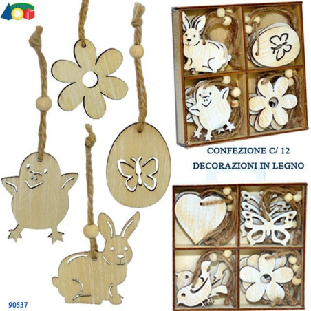 INGROSSO CONF.LEGNO C/12 DECORAZ. PASQ. IN LEGNO 8055742228740 INGROSSO ARTICOLI PASQUALI DECORAZIONI PER PASQUA