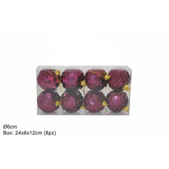 INGROSSO ARTICOLI NATALIZI PALLE 6CM 8PZ PAILL. IN BOX PVC BORDEAUX 8053482015460 INGROSSO ADDOBBI ALBERO NATALE