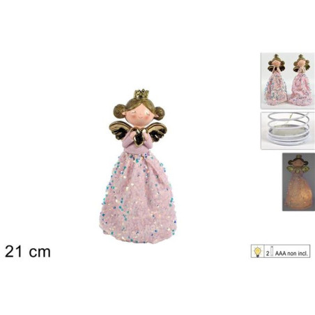 INGROSSO ARTICOLI NATALIZI ANGELO 21CM C/ABITO PAILLET. ROSA C/LUCE 8053482066998 INGROSSO DECORAZIONI NATALIZIE