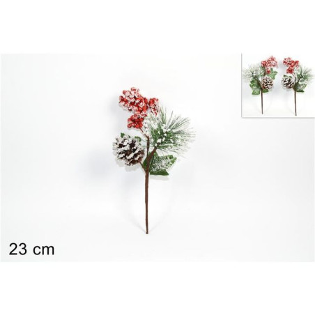 INGROSSO ARTICOLI NATALIZI SPILLONE INNEVATO CON PIGNA E BACCHE 2AS 8033113563232 INGROSSO DECORAZIONI NATALIZIE