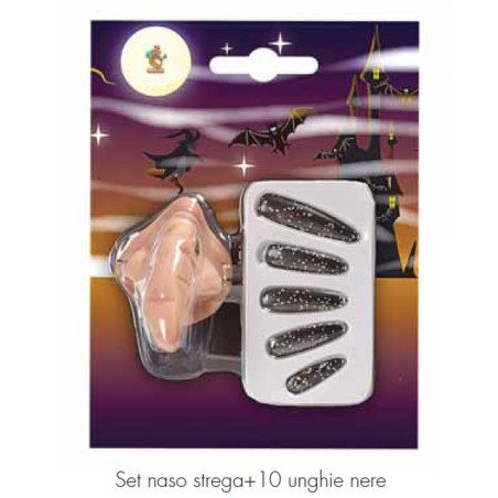 INGROSSO HALLOWEEN SET NASO STREGA+10 UNGHIE NERE 8004927197838 INGROSSO ACCESSORI HALLOWEEN ACCESSORI HALLOWEEN TRUCCHI
