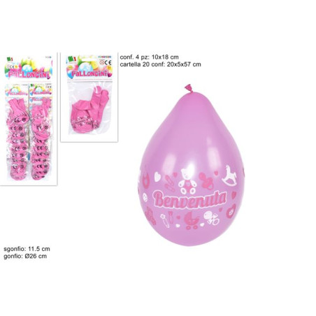 INGROSSO FESTA E PARTY BUSTA PALLONCINI 4PZ BENVENUTA 8034048391952 INGROSSO ARTICOLI PER FESTE PALLONCINI COMPLEANNO