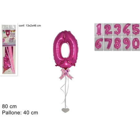 INGROSSO FESTA E PARTY PALLONE 40CM NUM. 0-9 ROSA C/FIOCCO/BASE 8034048483268 INGROSSO ARTICOLI PER FESTE