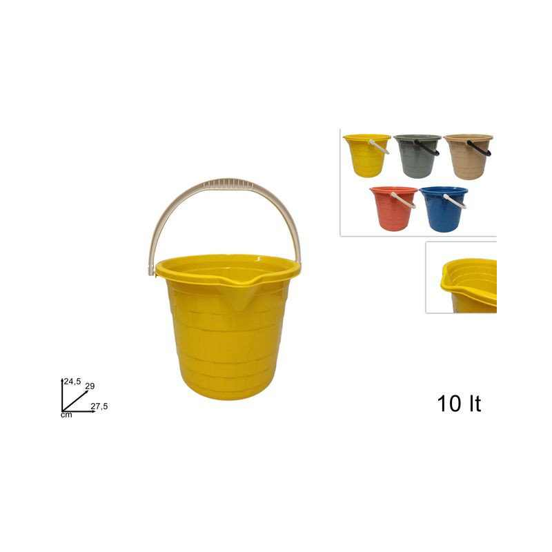 SECCHIO PLASTICA 10LT 5COL. ASS EAN 8034048593769 INGROSSO ARTICOLI IN PLASTICA PER CASALINGHI