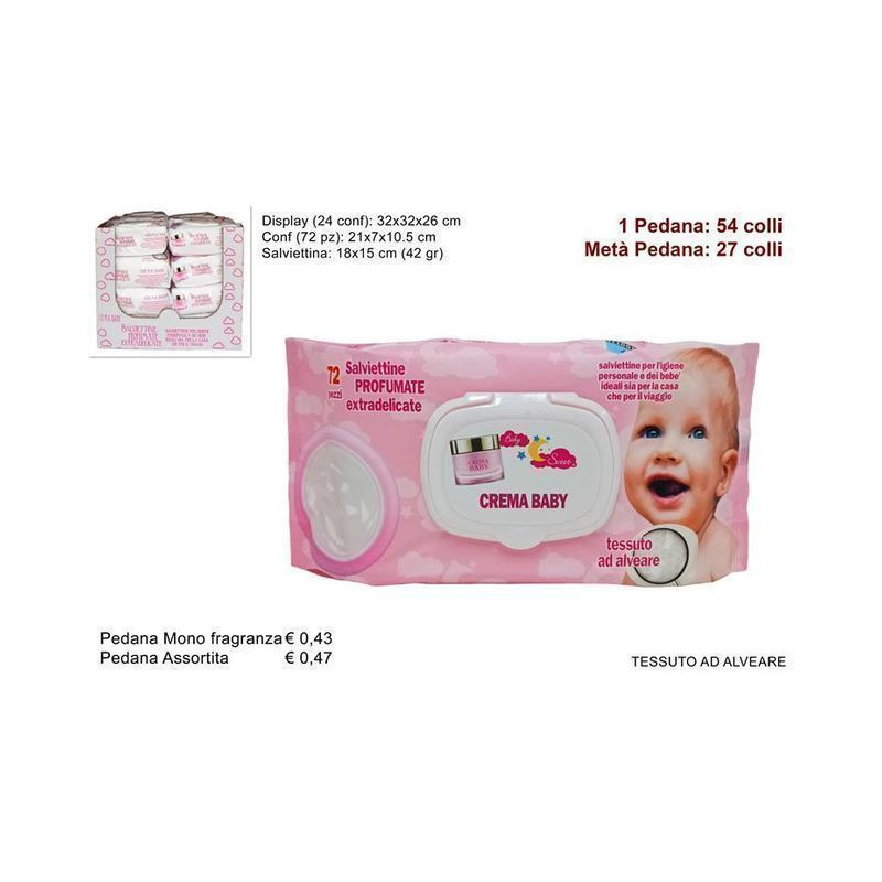 SALVIETTINE DETERGENTI 72 PZ CREMA (24) EAN 8034048543696 INGROSSO DETERGENTI E SALVIETTE