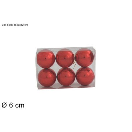 PALLE 6CM 6PZ ROSSO IN BOX PVC EAN 8053482121291 INGROSSO PALLINE DI NATALE E PUNTALI