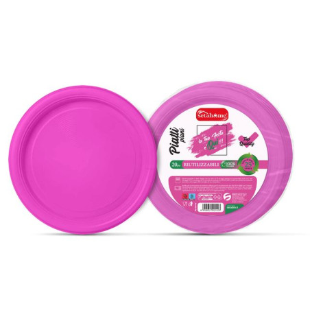 INGROSSO FESTA E PARTY PIATTI PIANI FUCSIA CF 20PZ 8058951021423 INGROSSO ARTICOLI PER FESTE PIATTI PER PARTY
