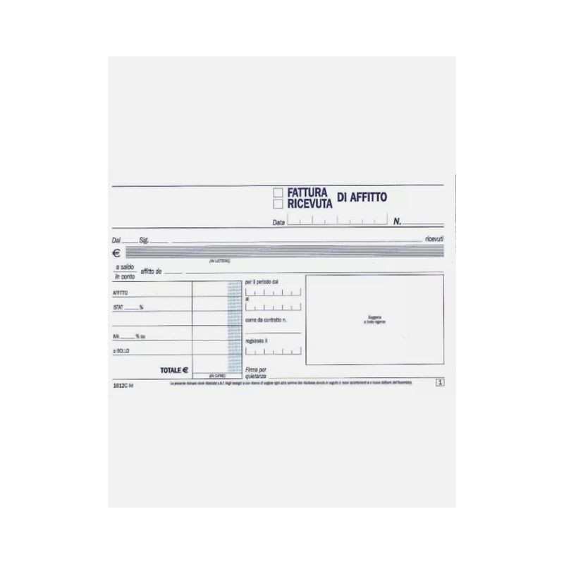 RICEVUTE D'AFFITTO 2 COPIE 11,5X16 CF 20 EAN 07911897 INGROSSO MODULI E SCHEDE