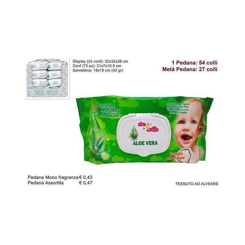 SALVIETTINE DETERGENTI 72 PZ ALOE V. (24 EAN 8034048543665 INGROSSO SALVIETTE