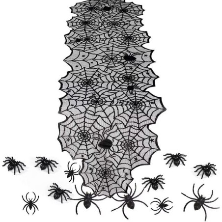 INGROSSO HALLOWEEN RUNNER 4 RAGNATELE NERO120X30 CM 8004927125039 INGROSSO ACCESSORI HALLOWEEN ACCESSORI HALLOWEEN TAVOLA