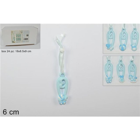 INGROSSO BOMBONIERE SPILLA RICORDO NASCITE 6CM 6ASS CELESTE 8034048409091 INGROSSO ARTICOLI DA BOMBONIERE