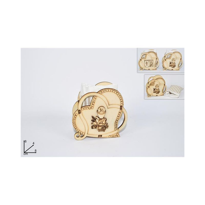 CUORE LEGNO C/SACCHETTO COMUNIONE ASS. EAN 8034048417577 INGROSSO BOMBONIERE