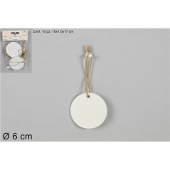 INGROSSO BOMBONIERE ETICHETTE LEGNO BIANCHE TONDE 6CM 10PZ 8034048503720 INGROSSO ARTICOLI DA BOMBONIERE