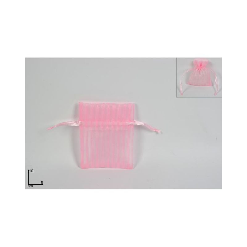 SACCHETTINO RIGATO 8X10CM ROSA EAN 8034048567371 INGROSSO RETINE E OGGETTISTA PER CONFEZIONI
