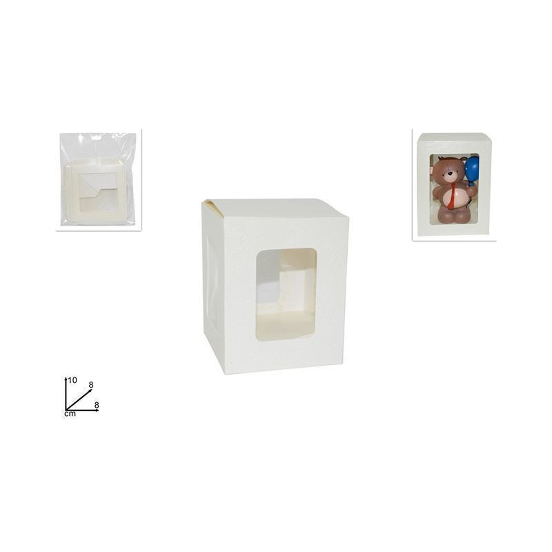 SCATOLA REGALO CON VETRINETTA 8X8X10CM EAN 8034048404195 INGROSSO NASTRI E CONTENITORI PER BOMBONIERE