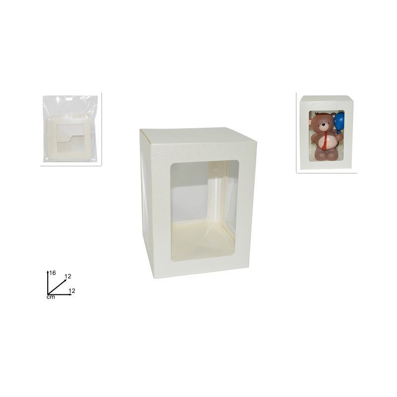 SCATOLA REGALO CON VETRINETTA 12X12X16CM EAN 8034048404263 INGROSSO NASTRI E CONTENITORI PER BOMBONIERE