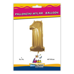 INGROSSO FESTA E PARTY PALLONCINO MYLAR N. 1 ORO MEGA 101CM 8032685998435 INGROSSO ARTICOLI PER FESTE