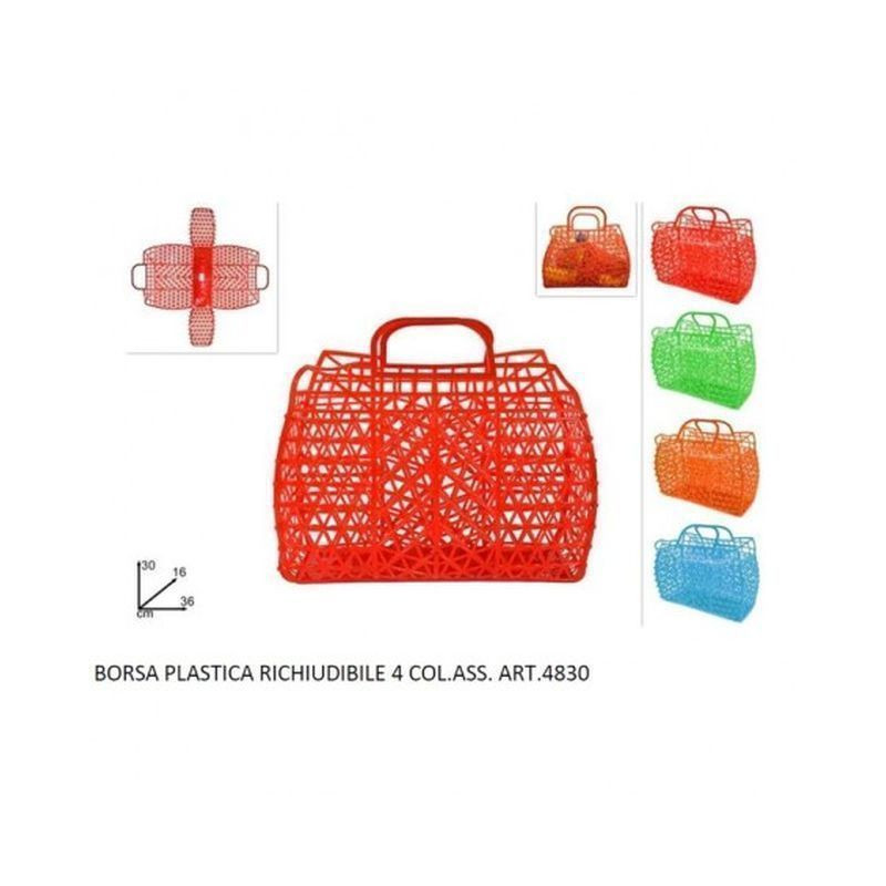 BORSA PLASTICA RICHIUDIBILE 4 COL.ASS. EAN 8034048561850 INGROSSO BORSE MARE