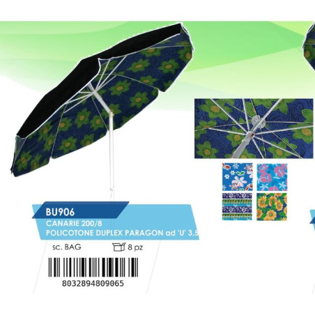 INGROSSO ARTICOLI MARE OMBRELLONE CANARIE C/CAMINO 200/8 COTON 8032894809065 INGROSSO ARTICOLI ESTIVI