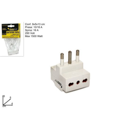 INGROSSO CASALINGHI ADATTATORE TRIPLA ATTACCO GRANDE 8027501360015 INGROSSO FERRAMENTA E IDRAULICA SPINE E CIABATTE