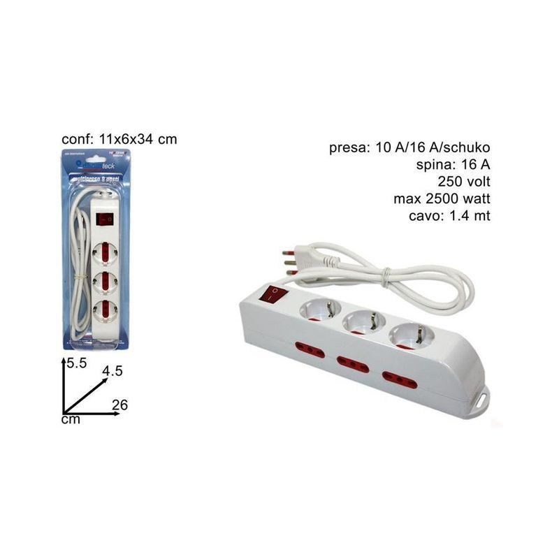 PRESA 9 POSTI C/INTERRUTTORE SP-011-9 EAN 8027501360152 INGROSSO SPINE E CIABATTE