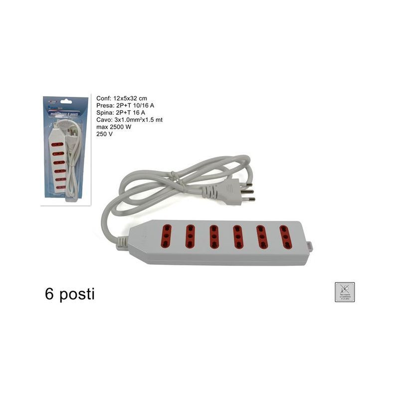 PRESA SEI USCITE BLISTER SP008A-6 EAN 8027501496189 INGROSSO SPINE E CIABATTE