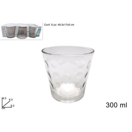 INGROSSO CASALINGHI BICCHIERI VETRO FANTASIA 300ML SET 6PZ 8034048642108 ACCESSORI CUCINA BICCHIERI PER CASA