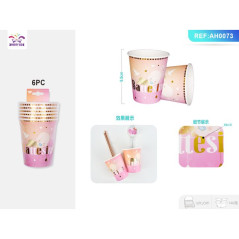 INGROSSO FESTA E PARTY BICCHIERE BATTESIMO ROSA 9.5CM 8PC 8058617514733 ARTICOLI PER FESTE BICCHIERI PER PARTY