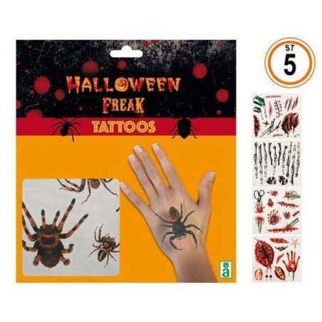 INGROSSO HALLOWEEN TATUAGGI 21X20CM 5ASS. 8422259401889 ACCESSORI HALLOWEEN ACCESSORI HALLOWEEN TRUCCHI