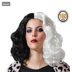 INGROSSO HALLOWEEN PARRUCCA LUNGA FANTASIA ONDULATA NERO/BI 8422259719816 ARTICOLI HALLOWEEN PARRUCCHE DI HALLOWEEN