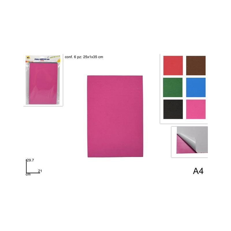 FOGLI ADESIVI IN EVAA4 SET 6COLTENUI EAN 8034048531051 INGROSSO ARTICOLI PER DECORAZIONI