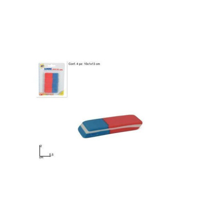 INGROSSO CARTOLERIA GOMME ROSSO/BLU SET 4PZ IN BLISTER 8034048408483 ARTICOLI PER SCUOLA GOMME PER MATITE ARTICOLI PER SCUOLA GO