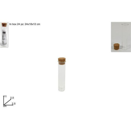 INGROSSO BOTTIGLIETTA VETRO 25X110MM C/TAPPO SUGH 8034048318591 ARTICOLI PER BOMBONIERE NASTRI E CONTENITORI PER BOMBONIERE