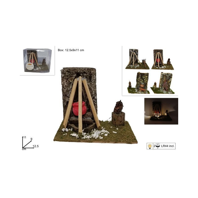 FOCOLARI PRESEPE 4ASS EAN 8033113042911 INGROSSO ACCESSORI PER IL PRESEPE