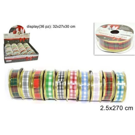 INGROSSO ARTICOLI DI NATALE NASTRINO SCOZZESE mt.2