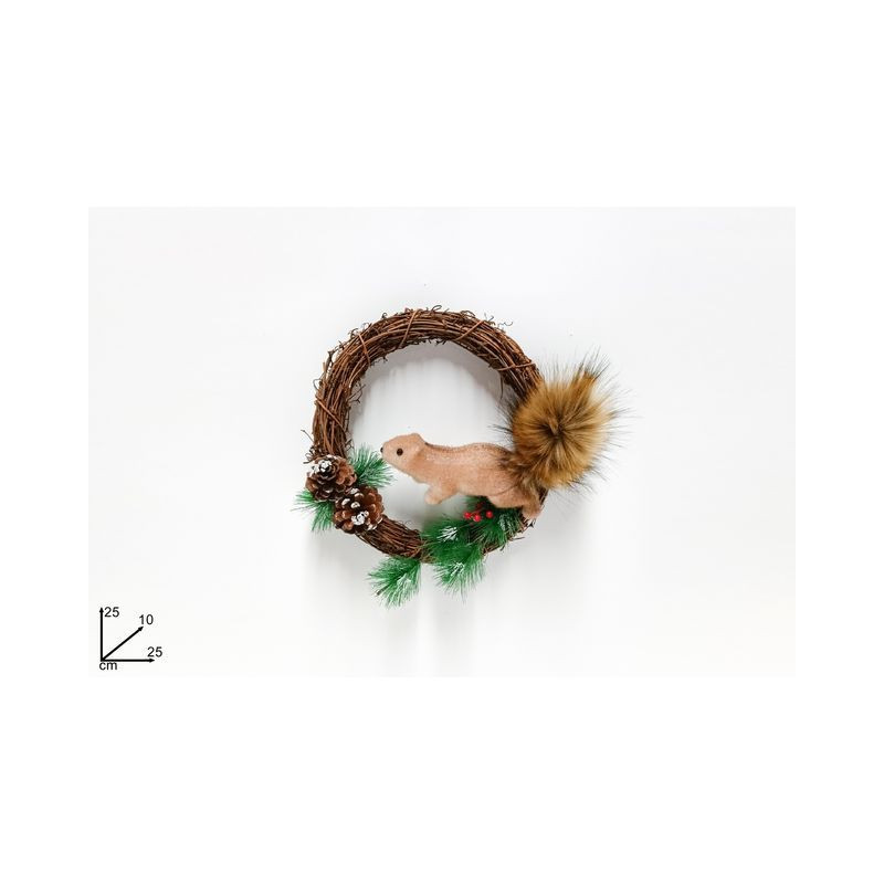DIETROPORTA LEGNO C/SCOIATTOLO C/PIGNE/R EAN 8053482211015 INGROSSO OGGETTISTICA NATALIZIA