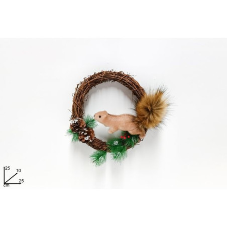 DIETROPORTA LEGNO C/SCOIATTOLO C/PIGNE/R EAN 8053482211015 INGROSSO OGGETTISTICA NATALIZIA