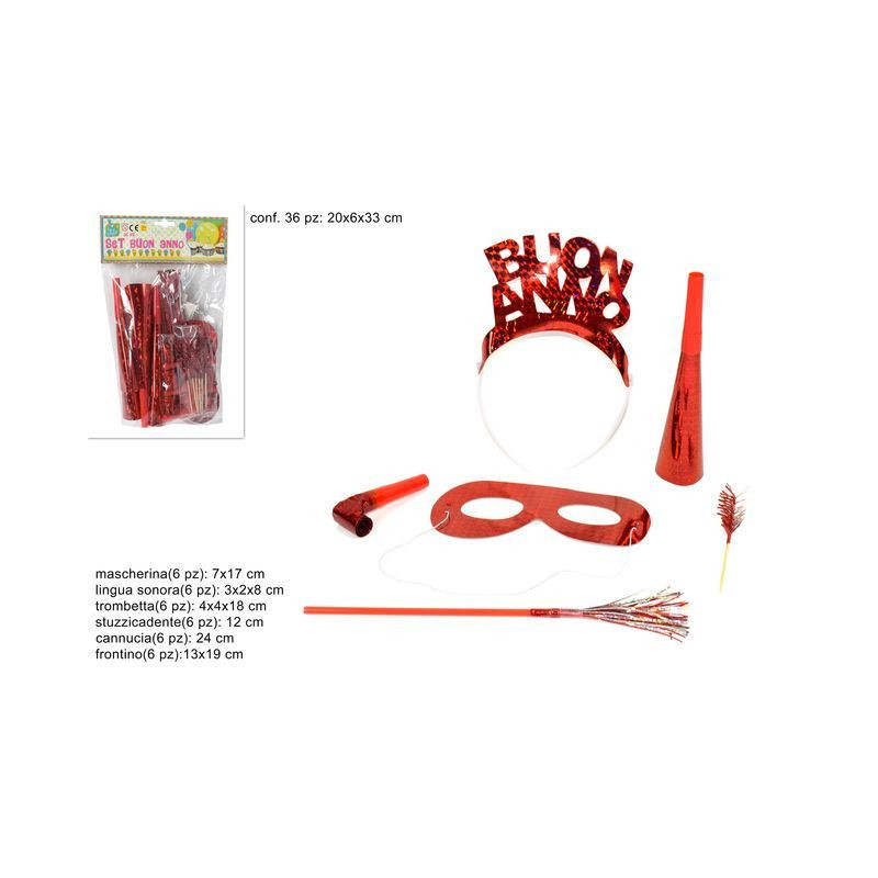 SET BUON ANNO ROSSO 6 ART 36 PZ EAN 8033113272318 INGROSSO ACCESSORI PARTY SET BUON ANNO ROSSO 6 ART 36 PZ EAN 8033113272318 INGROSSO ACCESSORI PARTY