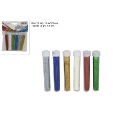 INGROSSO ARTICOLI DI NATALE TUBETTI GLITTER 2GR 6PZ 6COLORI 7