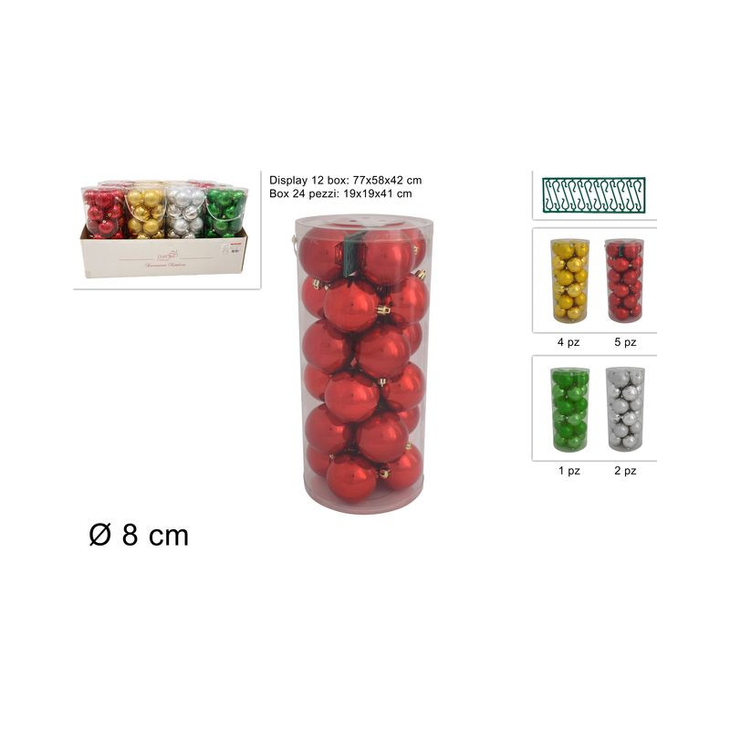PALLE 8CM 24 PZ ASS IN DISPLAY 4 COLORI EAN 8053482242477 INGROSSO PALLINE DI NATALE E PUNTALI PALLE 8CM 24 PZ ASS IN DISPLAY 4 COLORI EAN 8053482242477 INGROSSO PALLINE DI NATALE E PUNTALI