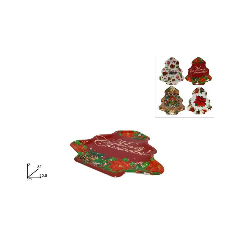 VASSOIO ALBERO DI NATALE 32CM ASS EAN 8033113327292 INGROSSO VASSOI NATALIZI