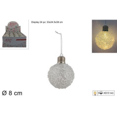 INGROSSO ARTICOLI DI NATALE PALLA 8 CM EFFETTO GHIACCIO CON LUCE 8053482187402 ADDOBBI ALBERO NATALE PALLINE DI NATALE E PUNTALI