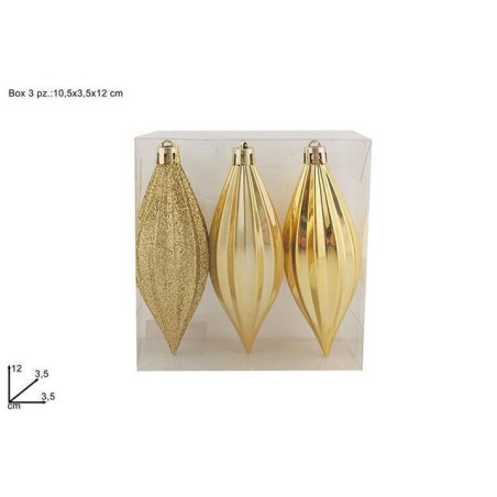 APPENDINI GOCCIA 12CM SET 3PZ ORO EAN 8053482270586 INGROSSO PALLINE DI NATALE E PUNTALI