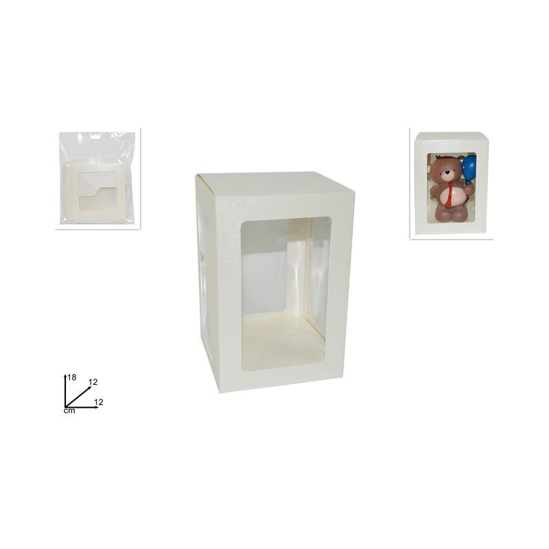 SCATOLA REGALO CON VETRINETTA 12X12X18CM EAN 8034048404270 INGROSSO NASTRI E CONTENITORI PER BOMBONIERE