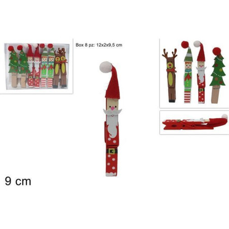 INGROSSO ARTICOLI  DI NATALE MOLLETTE SET 8PZ PERSONAGGI NAT. PVC BOX 8053482119779 ACCESSORI NATALIZI PER LA TAVOLA CUCINA NATA