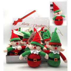 INGROSSO ARTICOLI DI NATALE ELFO PANNO DA APP H.24CM ROSSO/VERDE 2AS 8021029244888 ADDOBBI ALBERO NATALE APPENDINI NATALIZI