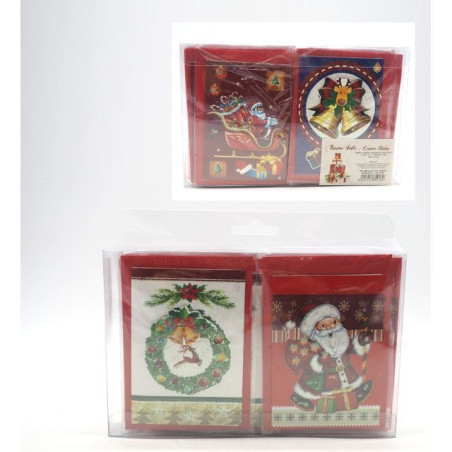 INGROSSO ARTICOLI DI NATALE SET 24 BIGLIETTINI C/BUSTA NATALE 11X7